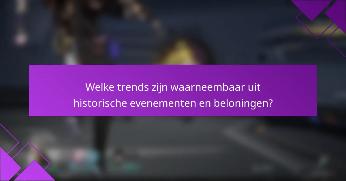 Welke trends zijn waarneembaar uit historische evenementen en beloningen?